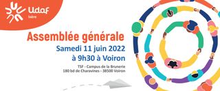 bannière de convocation à l'assemblée générale de l'Udaf de l'isère